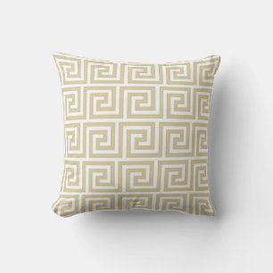 Coussin décoratif élégant beige et blanc à motif g