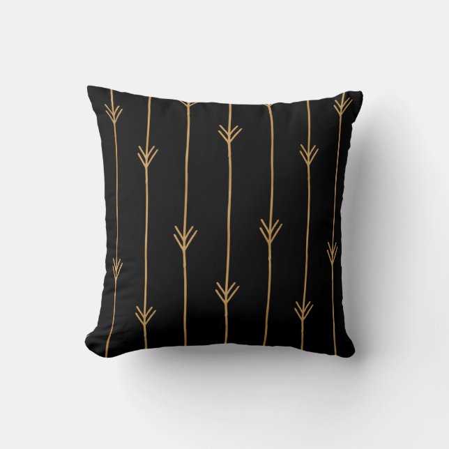 Coussin Décoratif en bande noire et or (Recto)