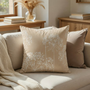 Coussin décoratif en beige doux à silhouette de fl