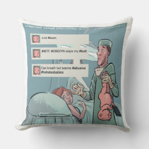 Coussin Décoratif en Coton Géant Drôle "Né pour Tw