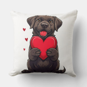 Coussin décoratif en forme de coeur avec chien Lab