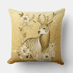 Coussin décoratif en forme de renne à motif floral