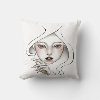 Coussin décoratif fille enfumée