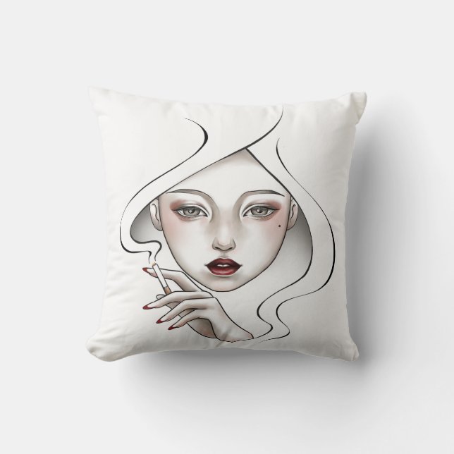 Coussin décoratif fille enfumée  (Recto)