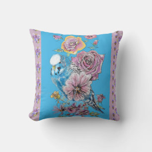 Coussin décoratif fleur lilac aquarelle Blue Budgi