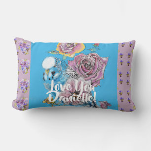 Coussin décoratif fleurs florales lilas Blue Budgi
