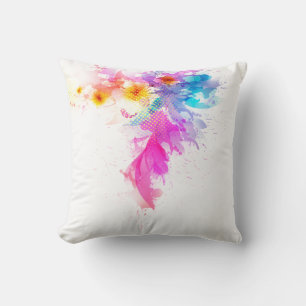 Coussin décoratif floral aquarelle