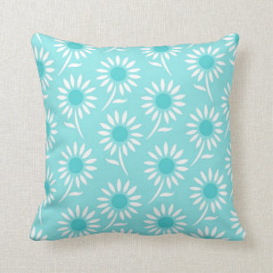 Coussin décoratif floral blanc bleu d'Aqua