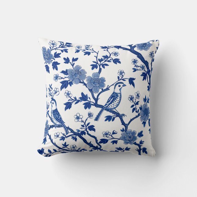 Coussin décoratif Floral Bleu (Recto)