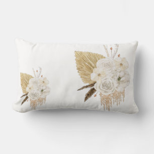 Coussin décoratif floral bohème neutre