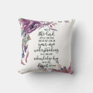 Coussin décoratif floral Confiance dans le Seigneu