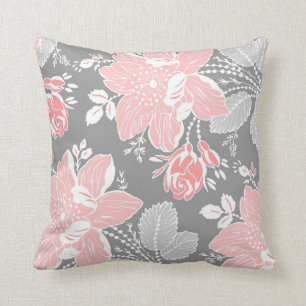 Coussin décoratif floral de blanc gris de pêche