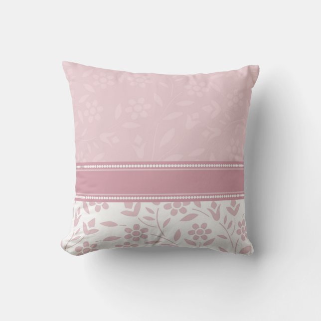 Coussin décoratif floral de rose et blanc (Recto)