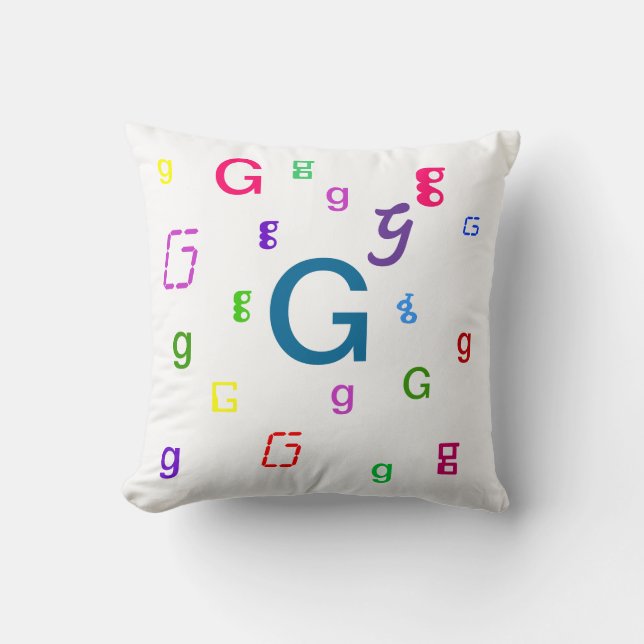 Coussin décoratif G de lettre d'alphabet (Recto)