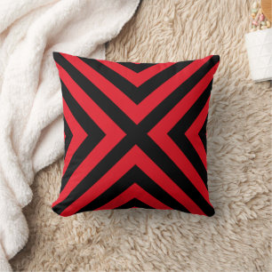 Coussin décoratif géométrique rouge et noir