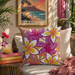 Coussin décoratif Hawaï plumeria tropical