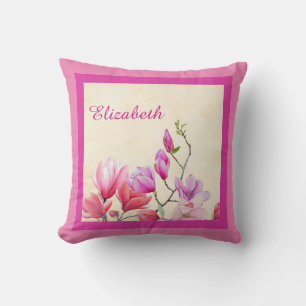 Coussin décoratif jeté coussin Magnolia rose
