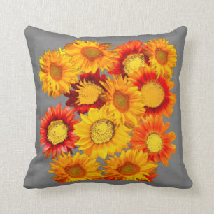 COUSSIN DÉCORATIF KANSAS SUNFLOWERS GRAY ART