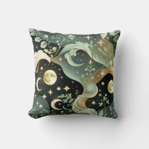 Coussin décoratif – Lune céleste vert sauge