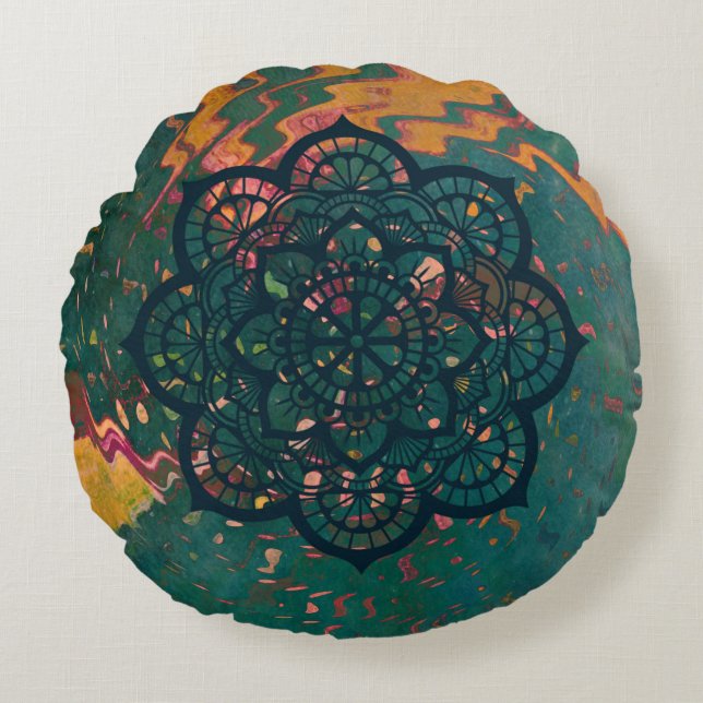 Coussin décoratif mandala ondulé (Devant)