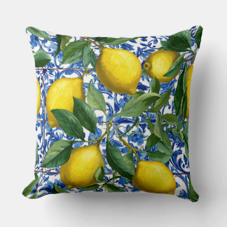 Coussin décoratif méditerranéen au citron