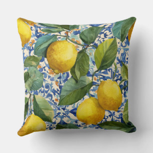 Coussin décoratif méditerranéen au citron