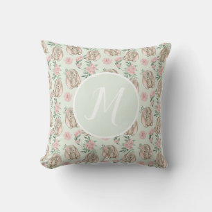 Coussin décoratif monogramme de lapin bébé