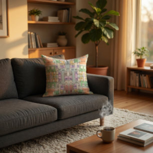 Coussin Décoratif Motif de Plan Architectural