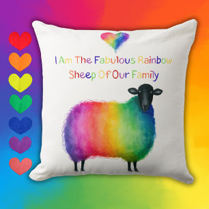 Coussin décoratif mouton arc-en-ciel LGBTQ