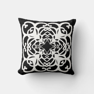 coussin décoratif noir et blanc