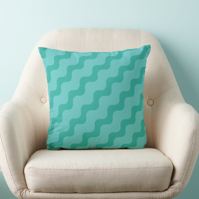 Coussin décoratif ondulé vert et bleu (Créateur téléchargé)