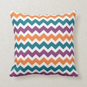 Coussin décoratif orange pourpre bleu de Chevron