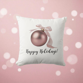 COUSSIN DÉCORATIF ORNEMENT FÊTES ROSE POUDRÉ