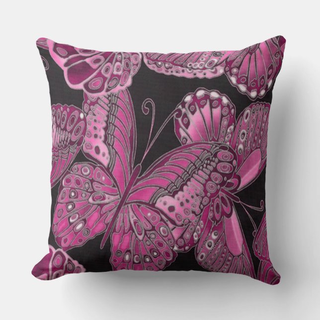 Coussin décoratif papillon rose (Recto)