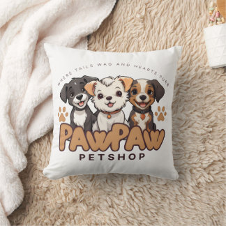Coussin décoratif "Paw Paw Animalerie" pour amateu