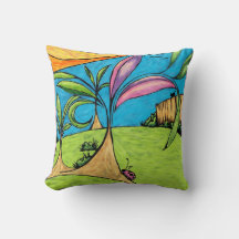 Coussin décoratif peinture coccinelle d'été