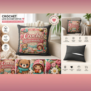 Coussin décoratif pour amoureux du crochet   Cadea