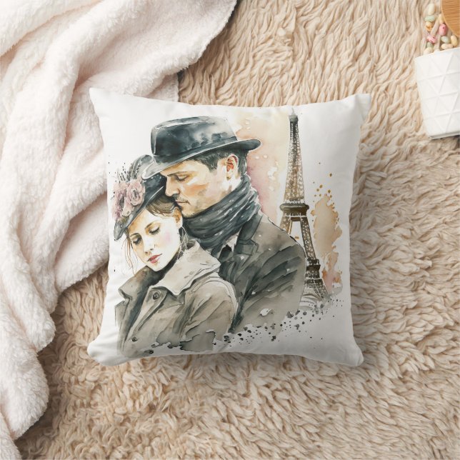 Coussin décoratif pour couple Amour à l'aquarelle  (Couverture)