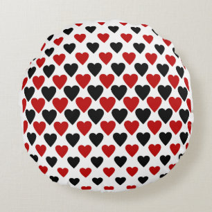 Coussin décoratif rond en mosaïque de cœur rouge e