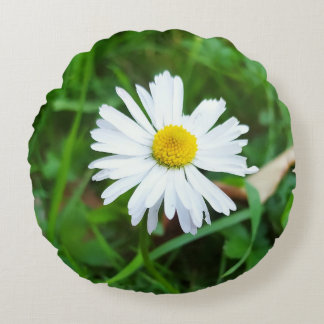 Coussin décoratif rond, Motif marguerite 