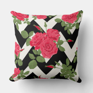 Coussin décoratif Rose noir/blanc Chevron
