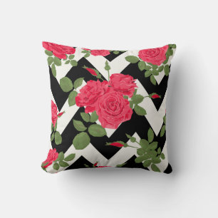 Coussin décoratif Rose noir/blanc Chevron
