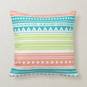 Coussin décoratif tribal de chaux turquoise de