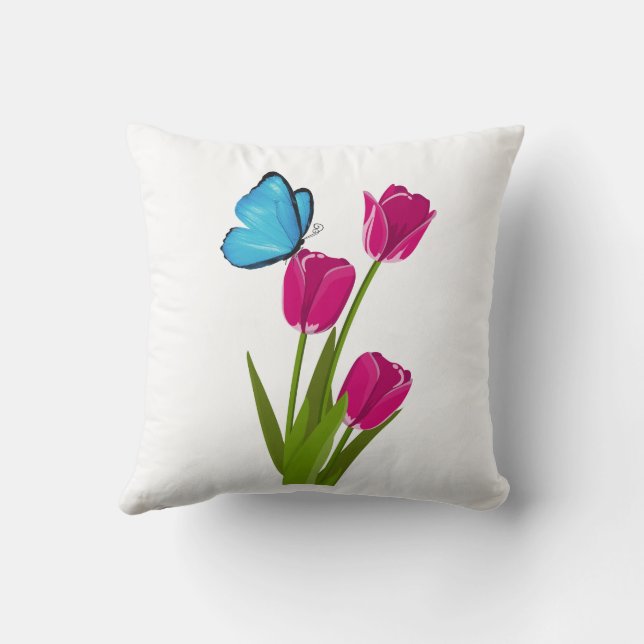 Coussin décoratif Tulipe & Papillon (Verso)