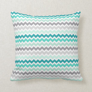 Coussin décoratif turquoise gris de Chevron