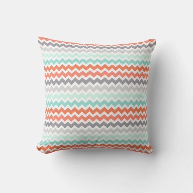 Coussin décoratif turquoise gris de corail de (Recto)