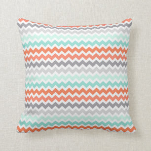 Coussin décoratif turquoise gris de corail de