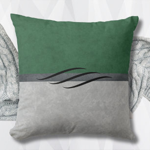 Coussin décoratif vert forêt et gris chic