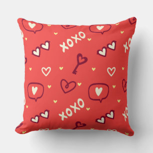 Coussin décoratif XOXO Love Doodle pour la Saint-V