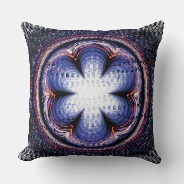 Coussin Décoration abstraite fleurie bleue (Recto)